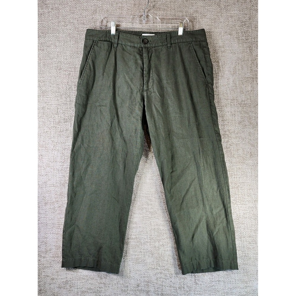 NN07 Pants Aden 100% Linen Straight Leg Trouser Mens 36x26 Olive Chino Pants